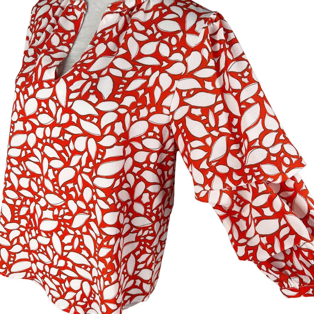 Willow Drive Printed Split-Neck Top Red Shatter L… - image 4